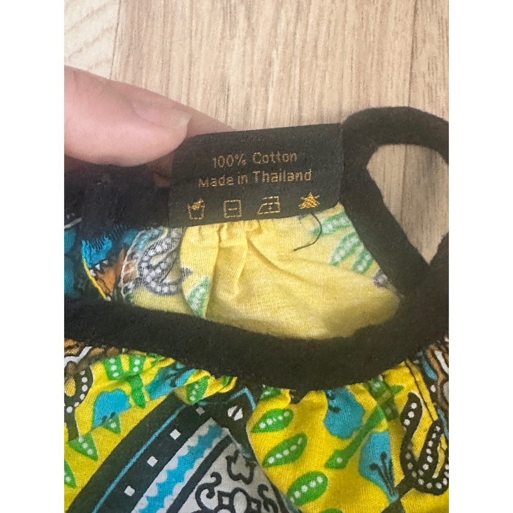 Da'Iki Kids Jumpsuit Yellow Dashiki African Print Spaghetti Strap Boho Cute - Picture 4 of 5